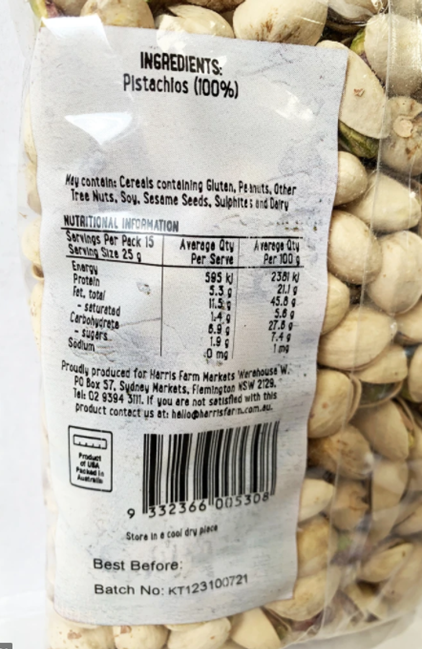 Picture of THE MARKET GROCER PISTACHIOS ROASTED UNSALTED 375g