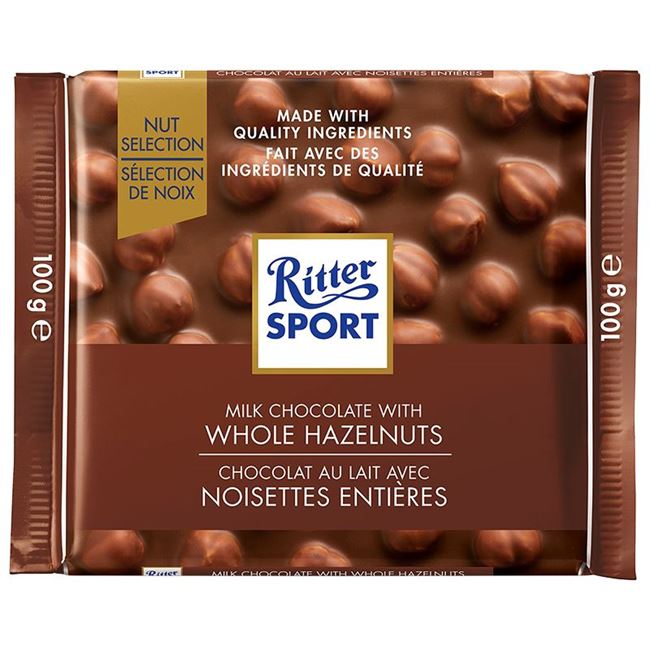 Picture of RITTER SPORT MILK WHOLE HAZELNUTS 100g