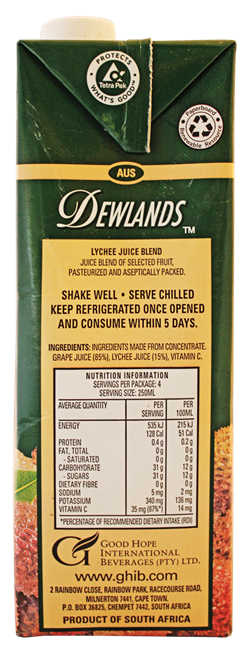 Picture of DEWLANDS LYCHEE JUICE 1L