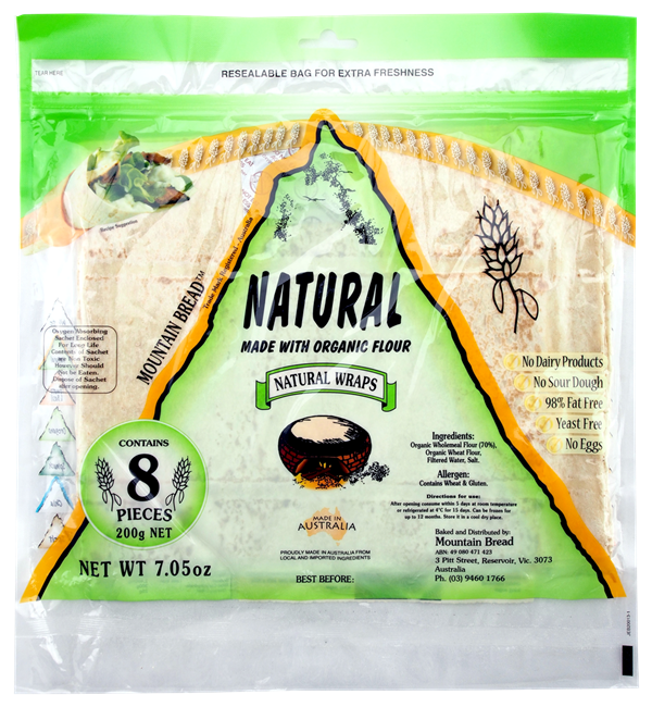 Picture of MOUNTAIN BREAD ORGANIC NATURAL WRAPS 200g (8PC)