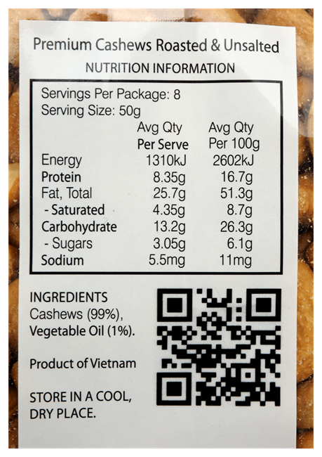 Picture of THE MARKET GROCER PREMIUM CASHEWS ROASTED & UNSALTED 400g