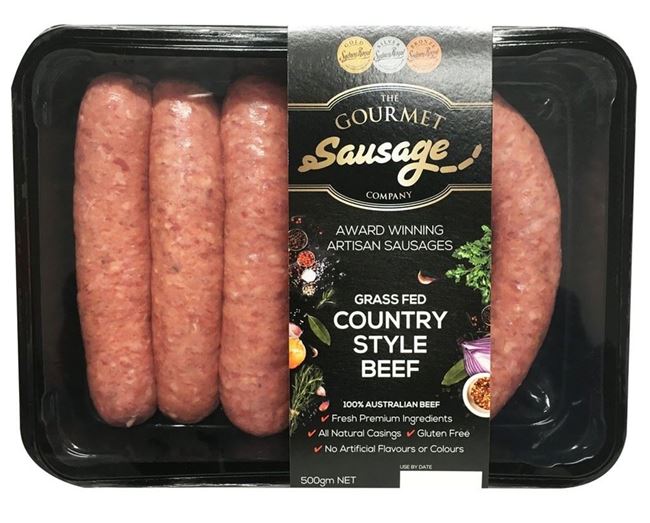 Picture of THE GOURMET SAUSAGE CO GRASS FED COUNTRY STYLE BEEF SAUSAGE 500G