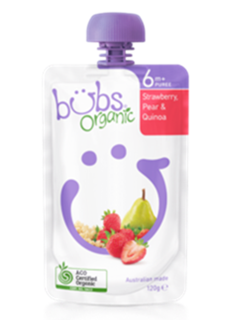 Picture of BUBS ORGANIC POUCH STRAWBERRY PEAR & QUINOA