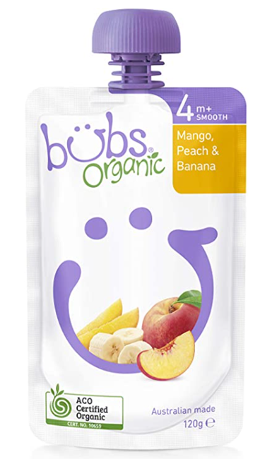 Picture of BUBS ORGANIC POUCH MANGO PEACH & BANANA 120g