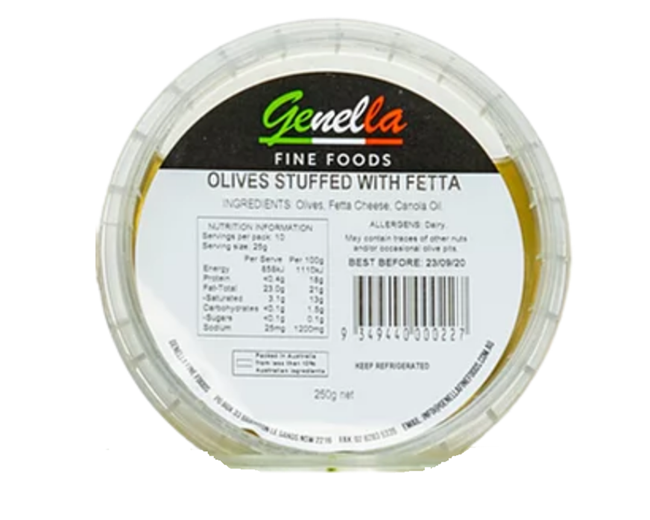 Picture of GENELLA OLIVES STUFFED WITH FETTA 250g