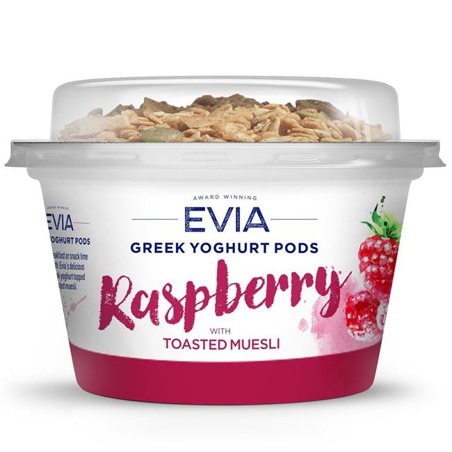 Picture of EVIA GREEK RASPBERRY YOGHURT PODS WITH TOASTED MUESLI 170g