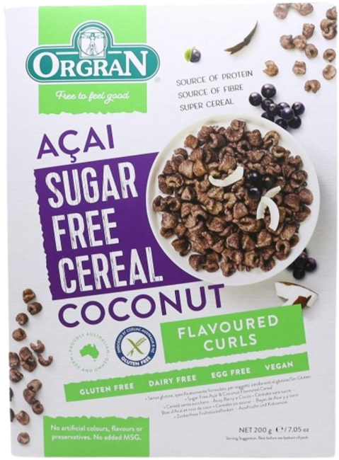 Picture of ORGRAN GLUTEN FREE ACAI COCONUT FLAVOURED CURLS 200g