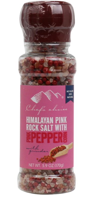 Picture of CHEF'S CHOICE HIMALAYAN PINK ROCK SALT WITH PINK PEPPER CORN GRINDER 170g